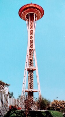 VINTAGE POST CARD THE SPACE NEEDLE SEATTLE WASHINGTON KING COUNTY