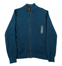Alfani Heavy Rib Zip-Front Sweater Jacket Mens Small Dark Kale Green Cotton $70