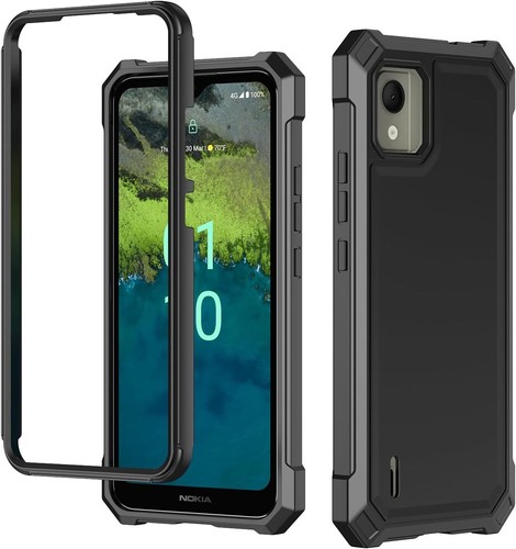 For Nokia C110 Hybrid Rubber Phone Case Full Body Rugged Cover w/ Tempered Glass - Picture 22 of 76