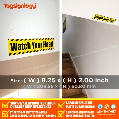 (2 piezas) Mira tu cabeza pegatina impermeable calcomanía exterior etiqueta de vinilo letrero de seguridad - Imagen 6 de 7