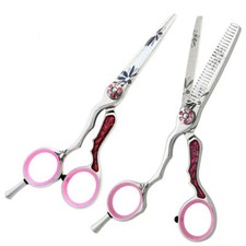 Washi Beauty - Lefty Silver Orchid Pink Set 5.5 Shears, 27 Tooth Thinner, Razor