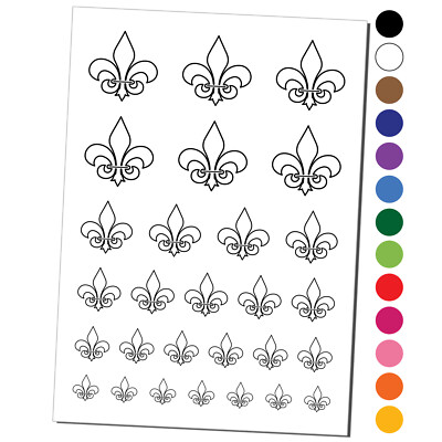 Fleur de Lis Outline Temporary Tattoo Water Resistant Set