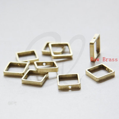 #ad 10 Pieces Raw Brass Metal Frame Square One Hole 12mm CW 3287C N 346 $1.98