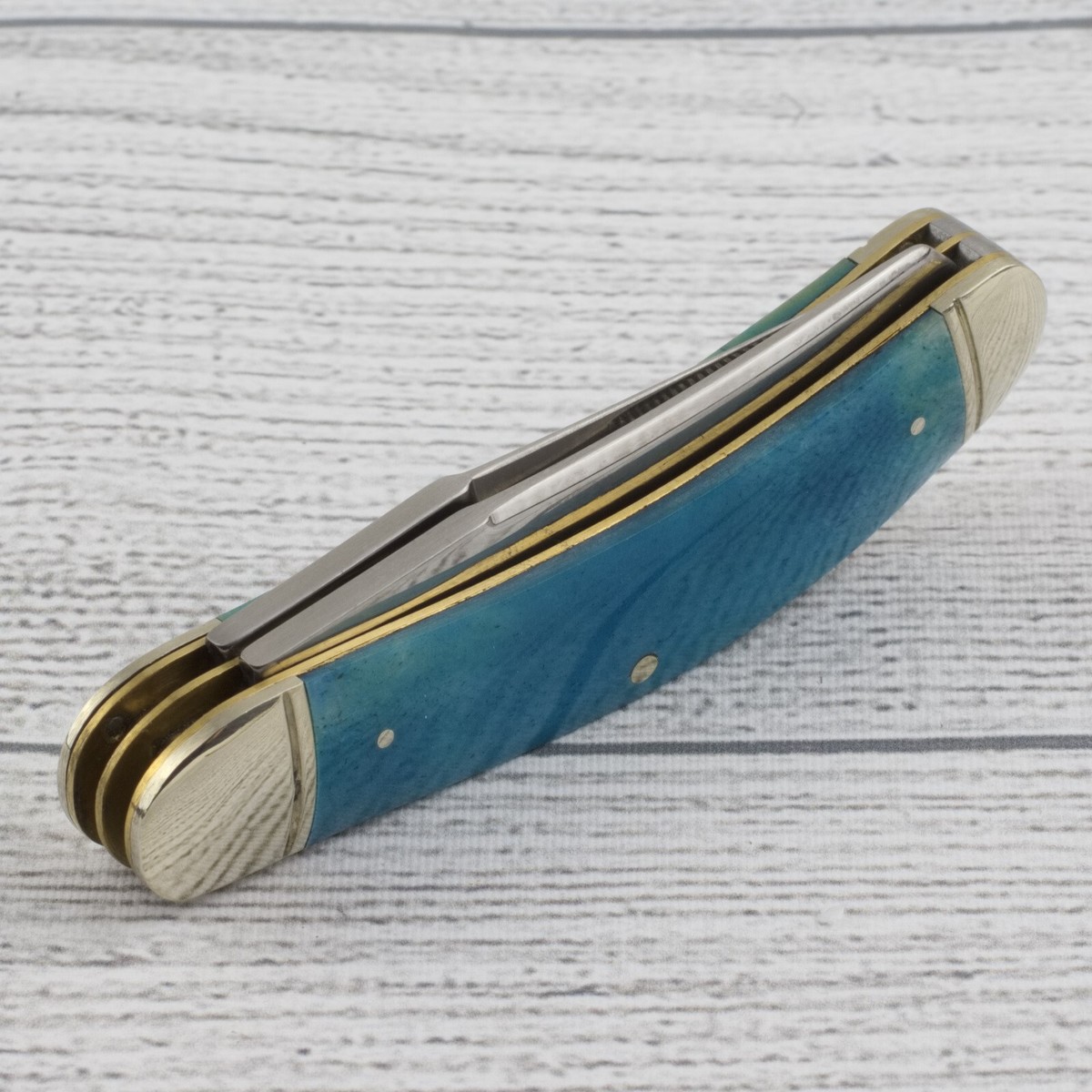 Rough Ryder Sowbelly Trapper Pocket Knife Blue Smooth Bone RR1951