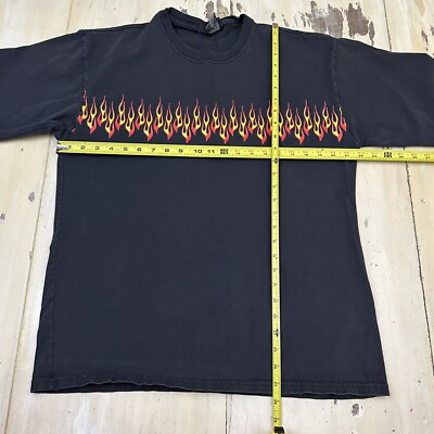 FIREBALL フレイム　90s y2k ファイヤープリント　ヴィンテージ NO BOUNDARIES - Vtg 90s-Y2K Chest Stripe 2-Sided Flame Fire T