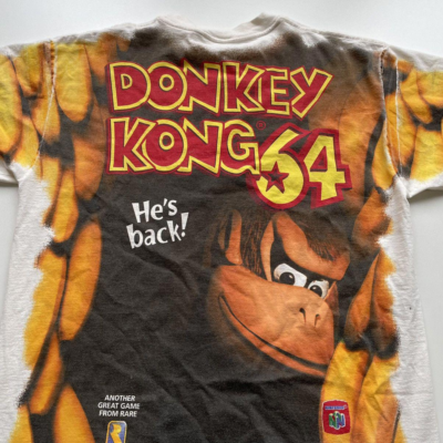 Vintage 90s Donkey Kong 64 AOP Nintendo Video Game Graphic Promo T