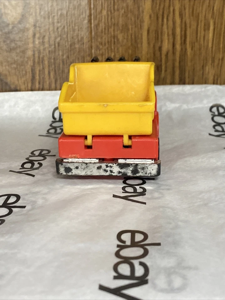 Vintage Red and Yellow Dump Truck Toy Hong Kong Plastic 3.5" - Image 3 of 4