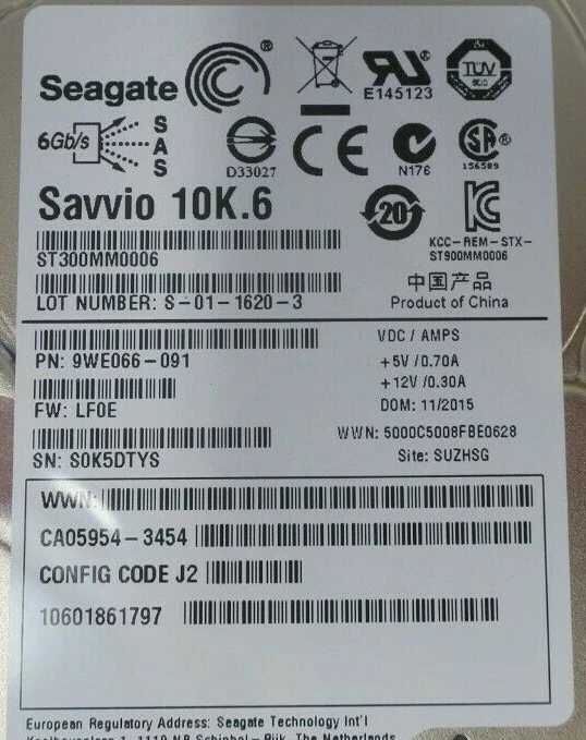 Fujitsu Eternus DX S2 300GB 2.5" SAS 6Gb/s 10K Hot-Plug HDD CA07339-E684 - Image 4 of 4