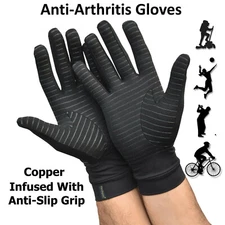 Anti Arthritis Gloves Copper Compression Therapy Finger Support Hand Pain Relief