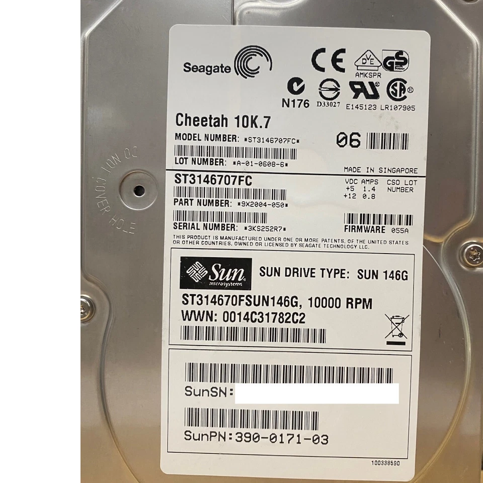 Sun 540-5459 Hard Disk Drive 146GB 10K FC-AL w/Spud Bracket for V490 V890 - Image 3 of 4