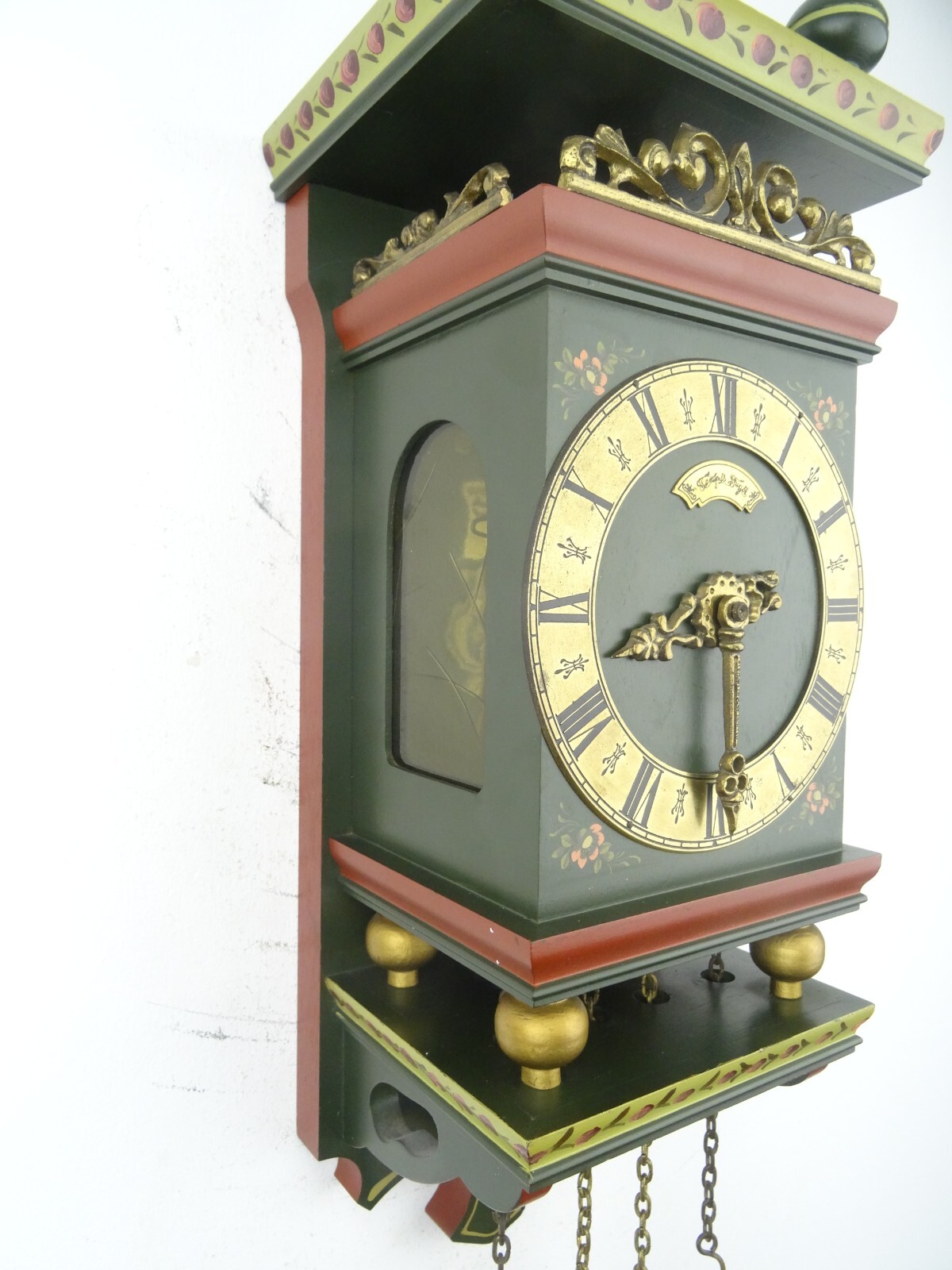 Vintage Antique Dutch Hindeloopen Friesian Warmink Wuba Wall Clock