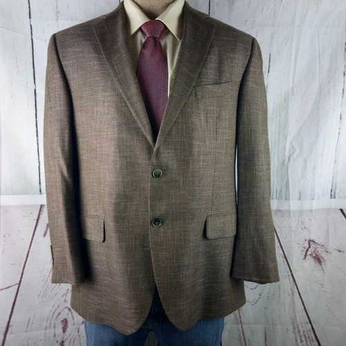 Jack Victor Exclusive Gibson 43R 2 Button Brown Birdseye Suit Blazer Sport Coat
