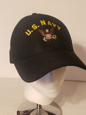 U.S. NAVY Eagle Crest Black Snapback Cap Hat Made In USA NEW WITHOUT TAGS 