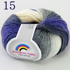 Sale 1ball Cashmere Wool Rainbow Wrap Shawl Sweater DIY Hand Kniting Yarn 15
