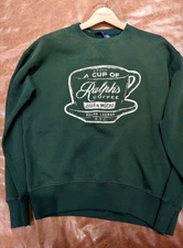 NWT Polo Ralph Lauren "Ralph's Coffee" Logo Sweatshirt in Green & White