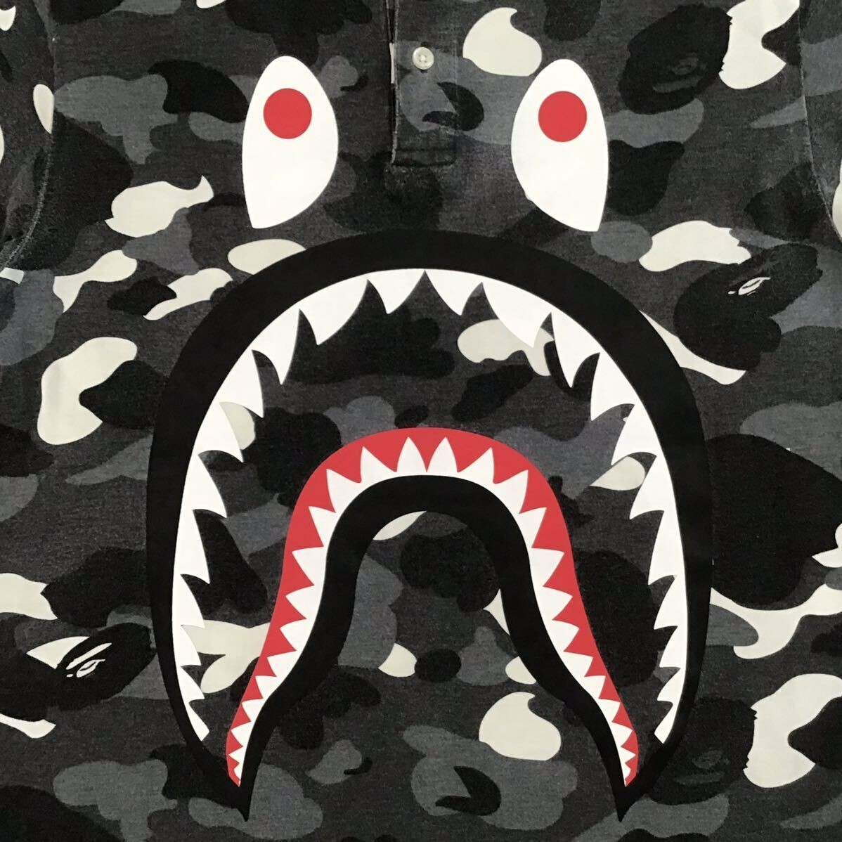 Glow in the dark BAPE City camo shark polo shirt Black A Bathing