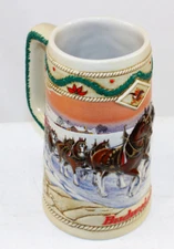 3D Horse 1996 Anheuser Busch Budweiser Holiday Beer Stein Mug American Homestead