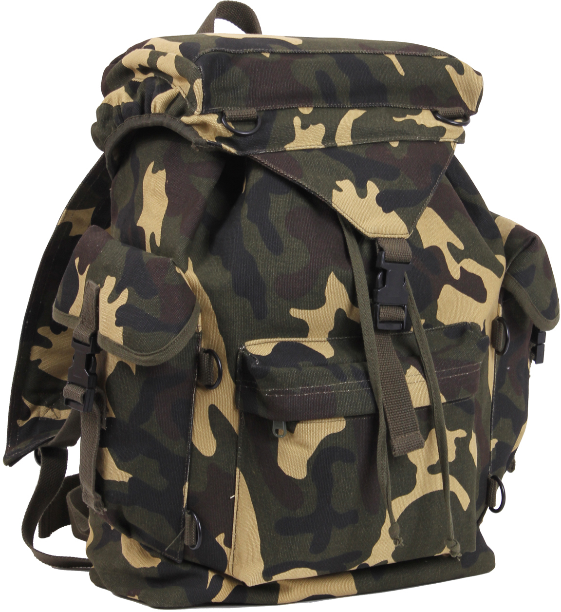 Woodland Camouflage Outdoorsman Rucksack Backpack Heavyweight Cotton Canvas Bag
