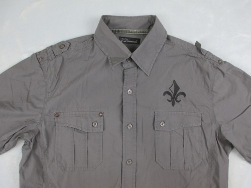 7 Diamonds Shirt Mens Large Brown Button Up Cotton Embroidered Casual* - Picture 3 of 16