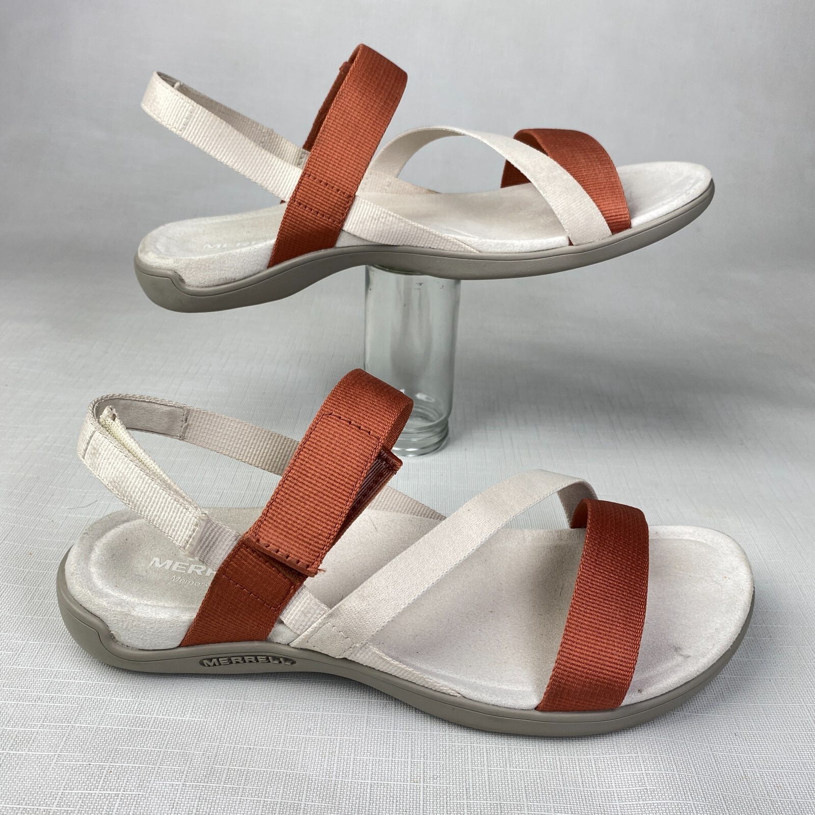 SANDALI CON CINTURINO Merrell Air Cushion Memory Foam! MOON bianco marrone argilla taglia 8