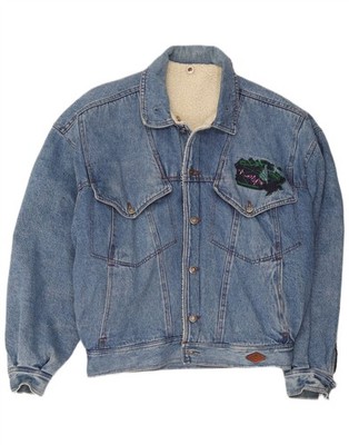 Vintage Herren Jeans Sherpa Jacke UK 42 XL Blau AI10
