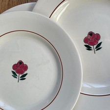 Lot de vaisselle en porcelaine terre de fer "Simple fleur" Charbonnier-Salin