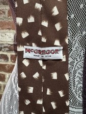 Vintage McGregor Tie Brown Geometric Pattern Texturized Polyester Made in USA