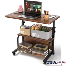 Multifunctional Adjustable Desk W/ Three Layer Storage Shelves Home Office New