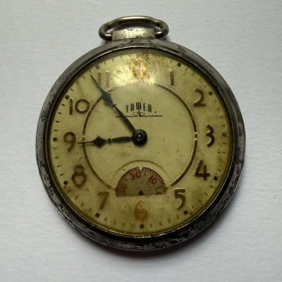 Antique Tower Mechanical Wind Up E. Ingraham Company  Pocket Watch- FOR PARTS