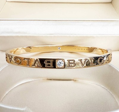 Bulgari B.ZERO1 Essential Diamond Bracelet Rose Gold 2 Diamonds 349177 Size M