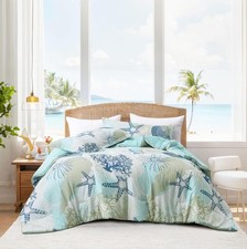 Coastal Comforter Set King Size 3 Piece, Soft Beach Themed Comforter, Ocean Naut