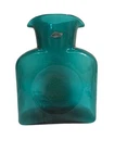 Blenko Handcraft Signed Teal Blue Window Art Glass Vase Modern USA Decor