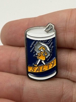 SALTY PIN Retro Morton Salt Girl Umbrella Enamel Pin