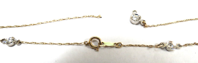 VINTAGE 14K YELLOW GOLD 9" CHAIN WITH 3 DIAMONDS, READ