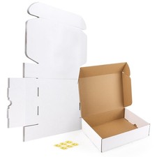 12x9x3 inches Shipping Boxes Set of 6 White Corrugated Cardboard Mailer