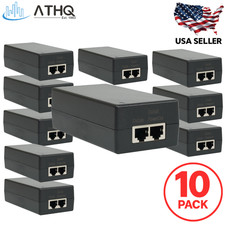 PACK OF 10 - PoE Adapter 48V 0.5A 24W Gigabit Ubiquiti Compatible POE-48-24W-G