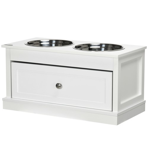Elevated Dog Bowls Feeding Station w/ Stainless Bowls Drawer, Refurbished