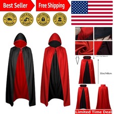 Unisex Adult Reversible Vampire Cloak - Hooded Costume Cape for Halloween More