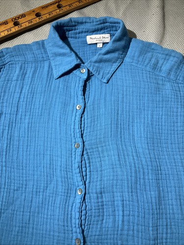 Michael Stars Shirt Damen Small Blau Gaze Strick Button Down Leise Luxus Top - Bild 2 von 12