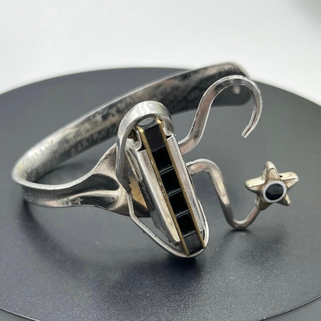 Clyde Edward Casey Inscribed Script Harmonica Cuf… - image 1