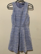 GAP Women 0 Blue White Striped Dress Nautical Sleeveless Coastal A Line Classic