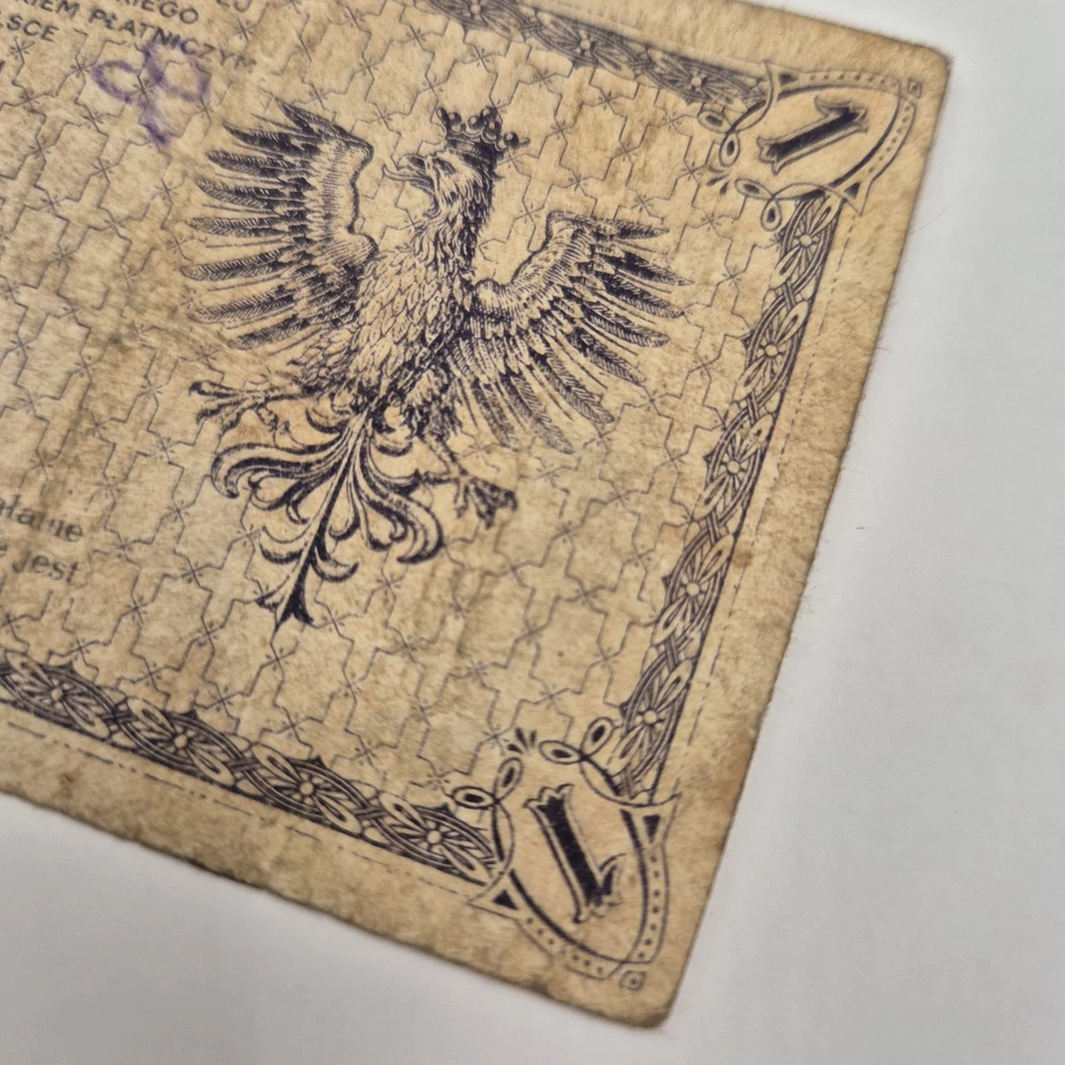 Billete Polonia 1 Zloty Jeden Zl 1919 Foto 4 de 4