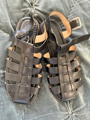 Beau Today Authentic Black Leather Fisherman Sandals W 7.5, M 10 Cole Haan