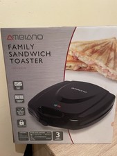 Family Sandwich Toaster 1300-1500 W Makes 4 , New Boxed Black Non Stick