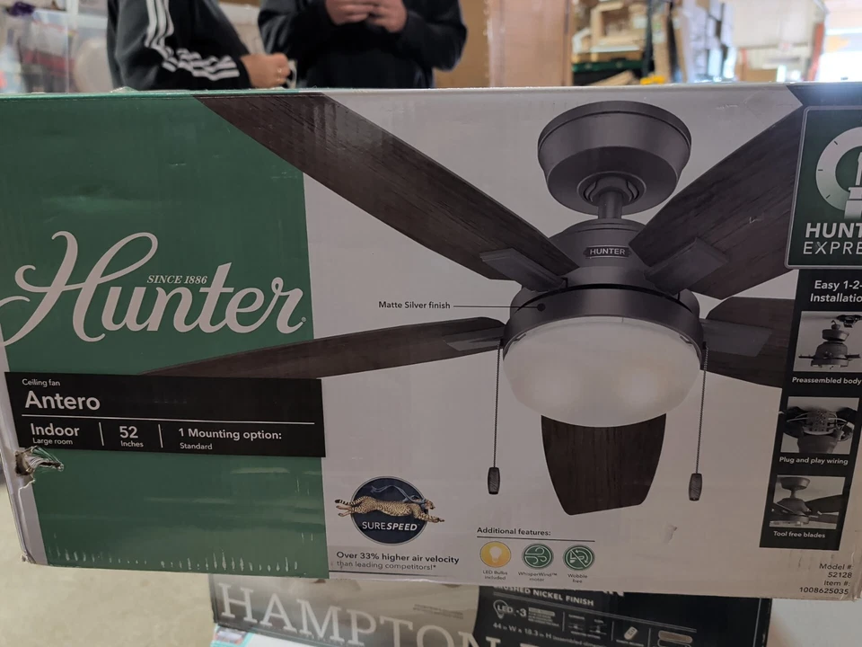 Hunter Antero 52 in. Hunter Express Indoor Matte Silver Ceiling Fan w/ Light Kit - Image 2 of 2