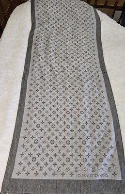 Louis Vuitton Gray Monogram 27x73'' Scarf Shawl Read