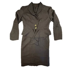 Hand Tailored Sleeveless Sheath Dress M Matching Peplum Jacket Long Sleeves