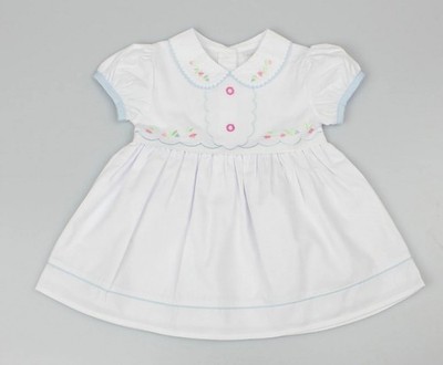 Baby Kleinkind Kleid Mädchen weiß bestickt Blumen traditionell Party 12 18 24 m