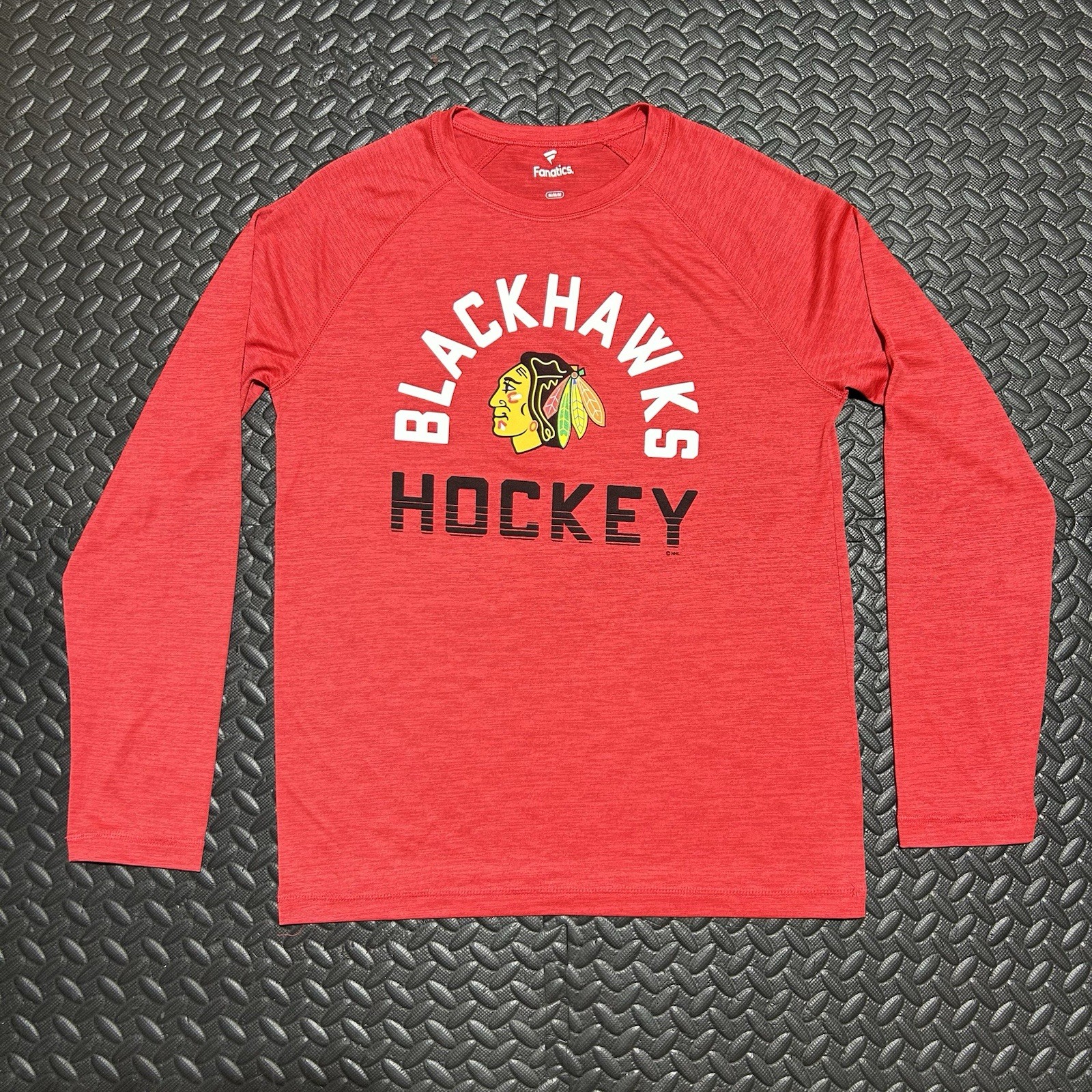 Fanatics Chicago Blackhawks Shirt Chi Long Sleeve Men's Medium Red NHL Hockey