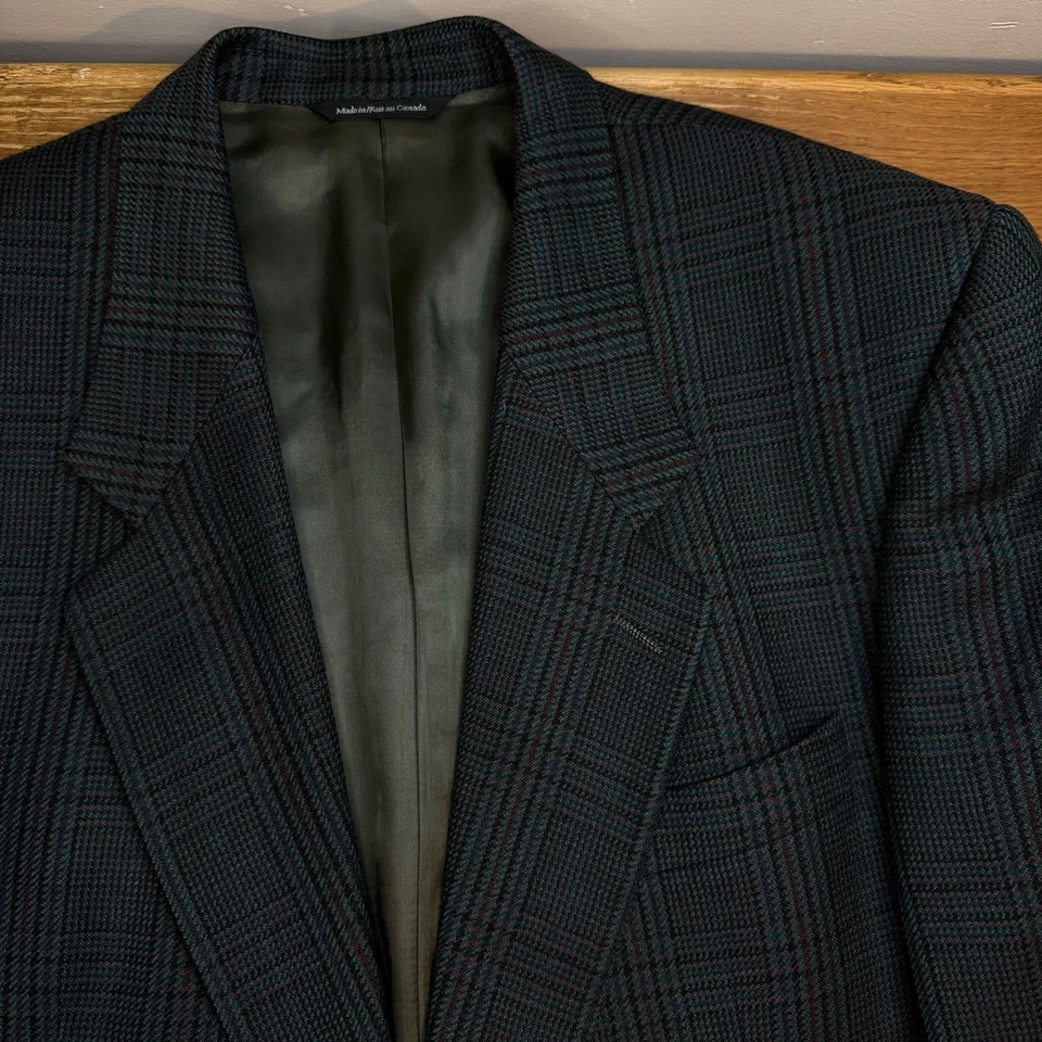 Chaqueta Savile Row Overcheck para Hombres 46R Verde Tartán Abrigo Deportivo Blazer Preppy Foto 2 de 4